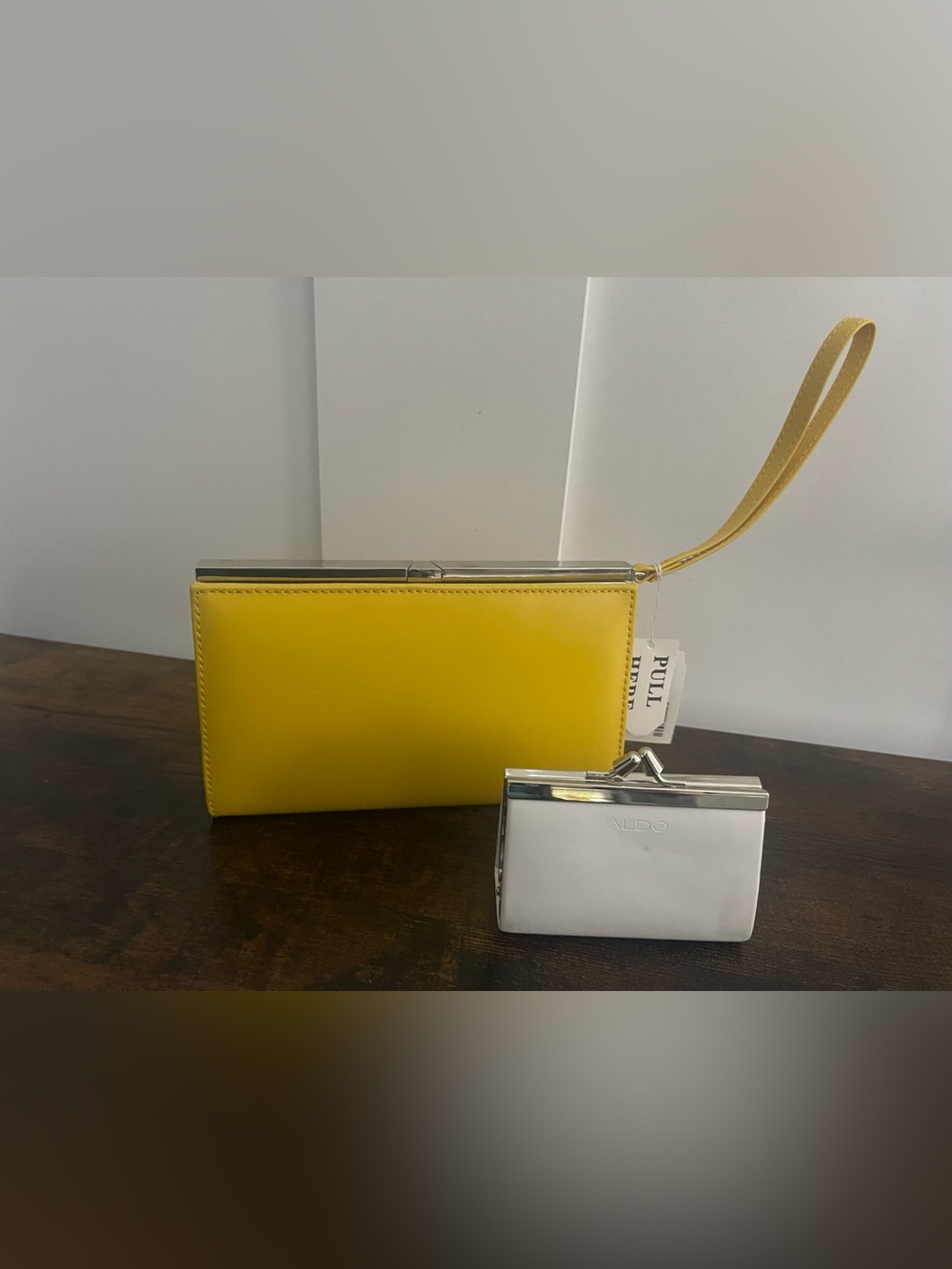 Aldo Yellow and Silver Clutch Set